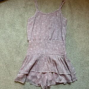 Abercrombie kids size: 15/16 floral purple romper. Like New condition!